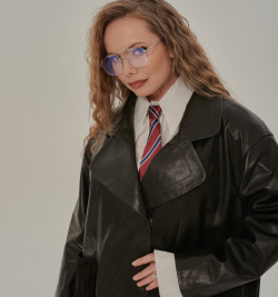 Комбинированный пиджак из премиальной кожи