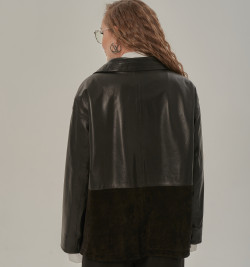 Комбинированный пиджак из премиальной кожи