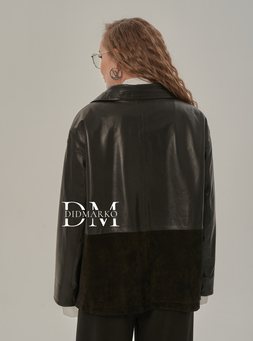 Комбинированный пиджак из премиальной кожи