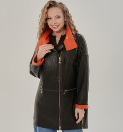 Удлиненная кожаная куртка из итальянской коллекции 