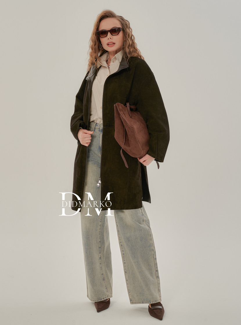 Плащ из натуральной замши без подклада