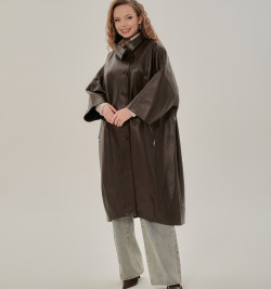 Женский кожаный плащ больших размеров