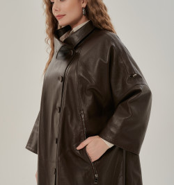 Женский кожаный плащ больших размеров