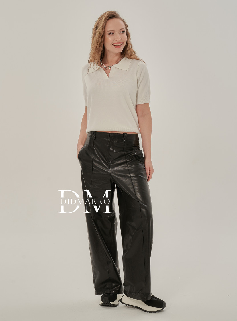 Кожаные брюки на молнии