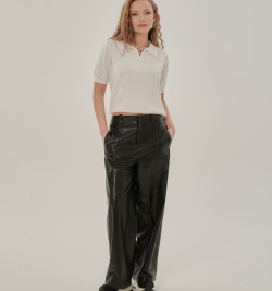 Кожаные брюки на молнии