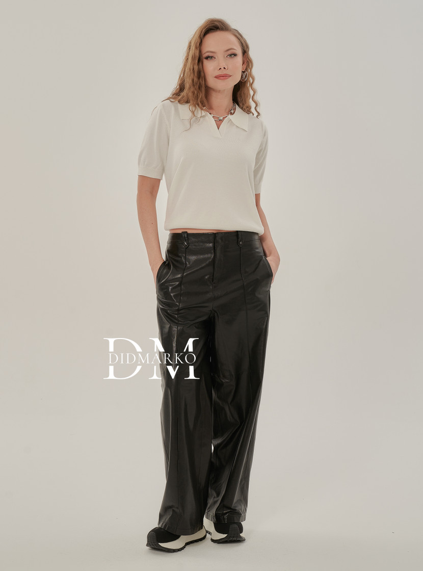 Кожаные брюки на молнии