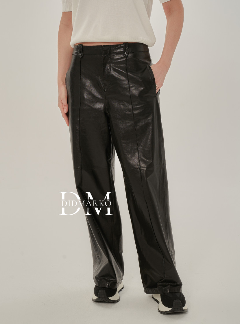 Кожаные брюки на молнии