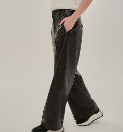 Кожаные брюки на молнии