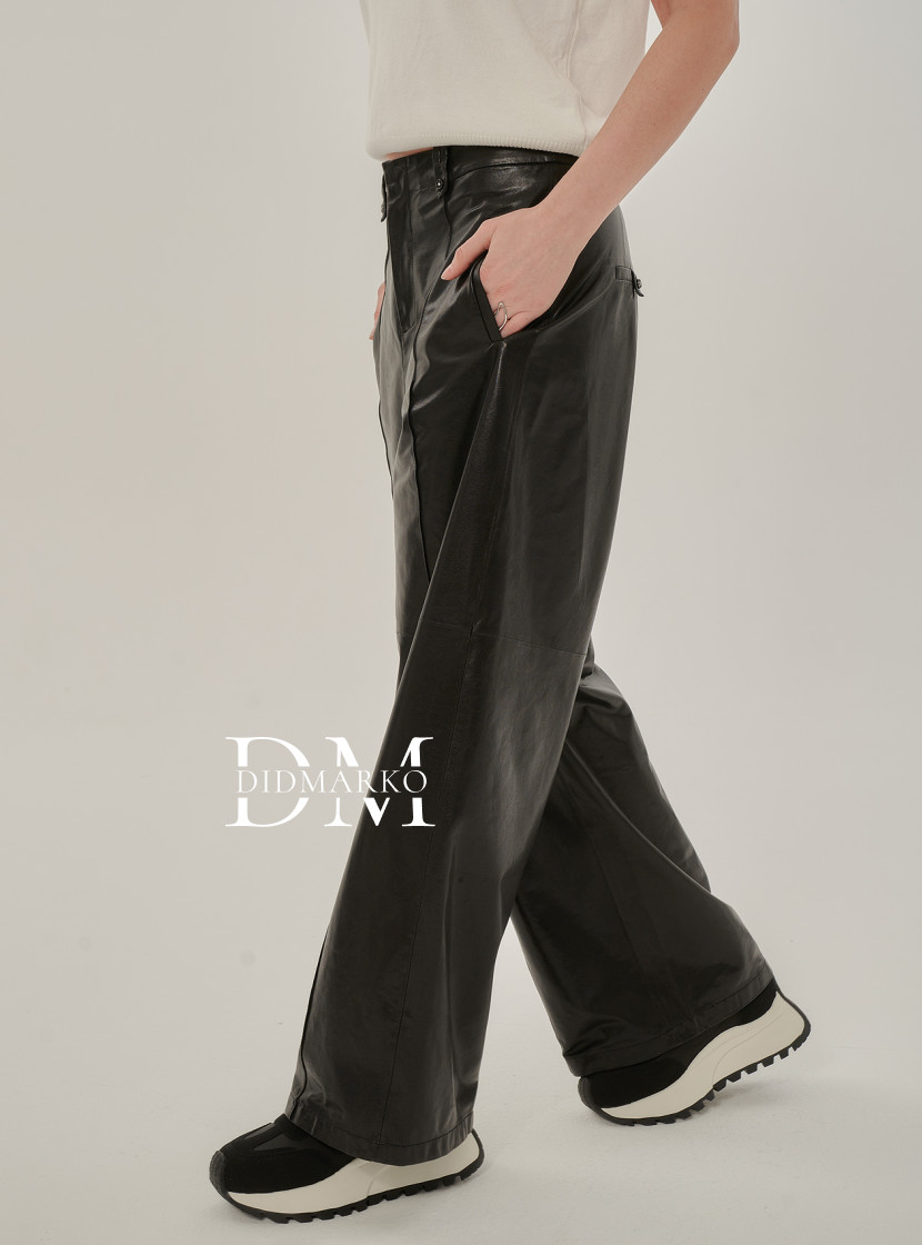 Кожаные брюки на молнии