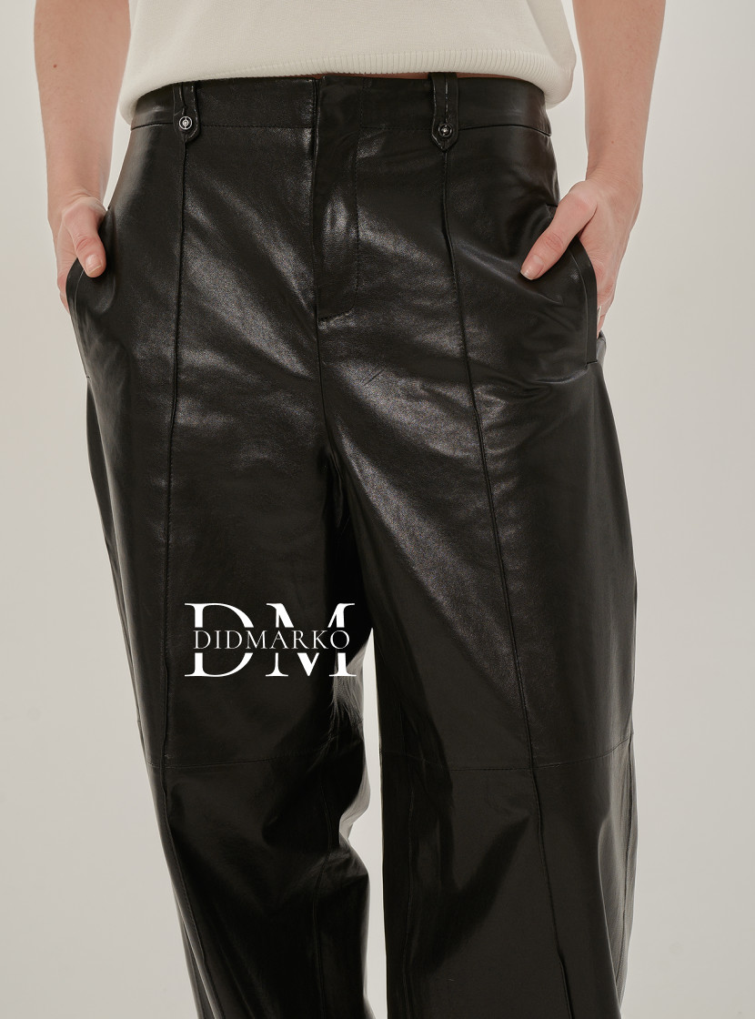 Кожаные брюки на молнии