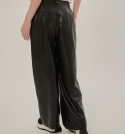 Кожаные брюки на молнии