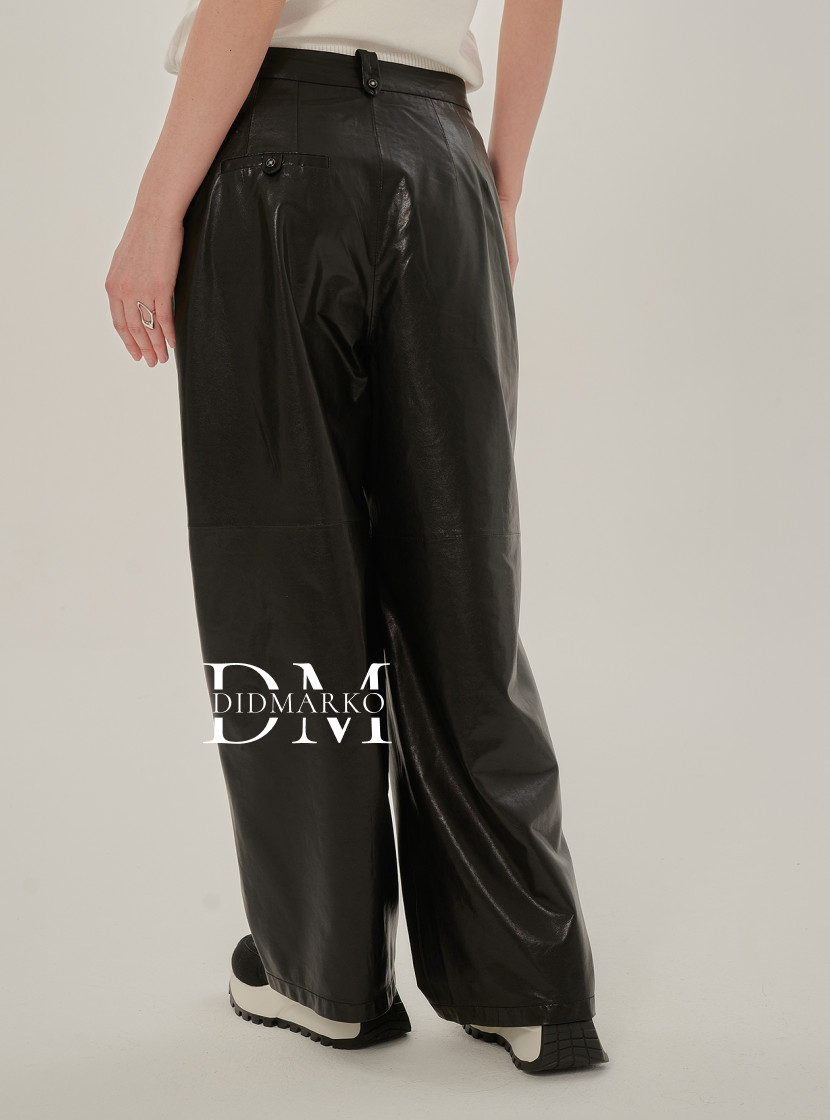 Кожаные брюки на молнии