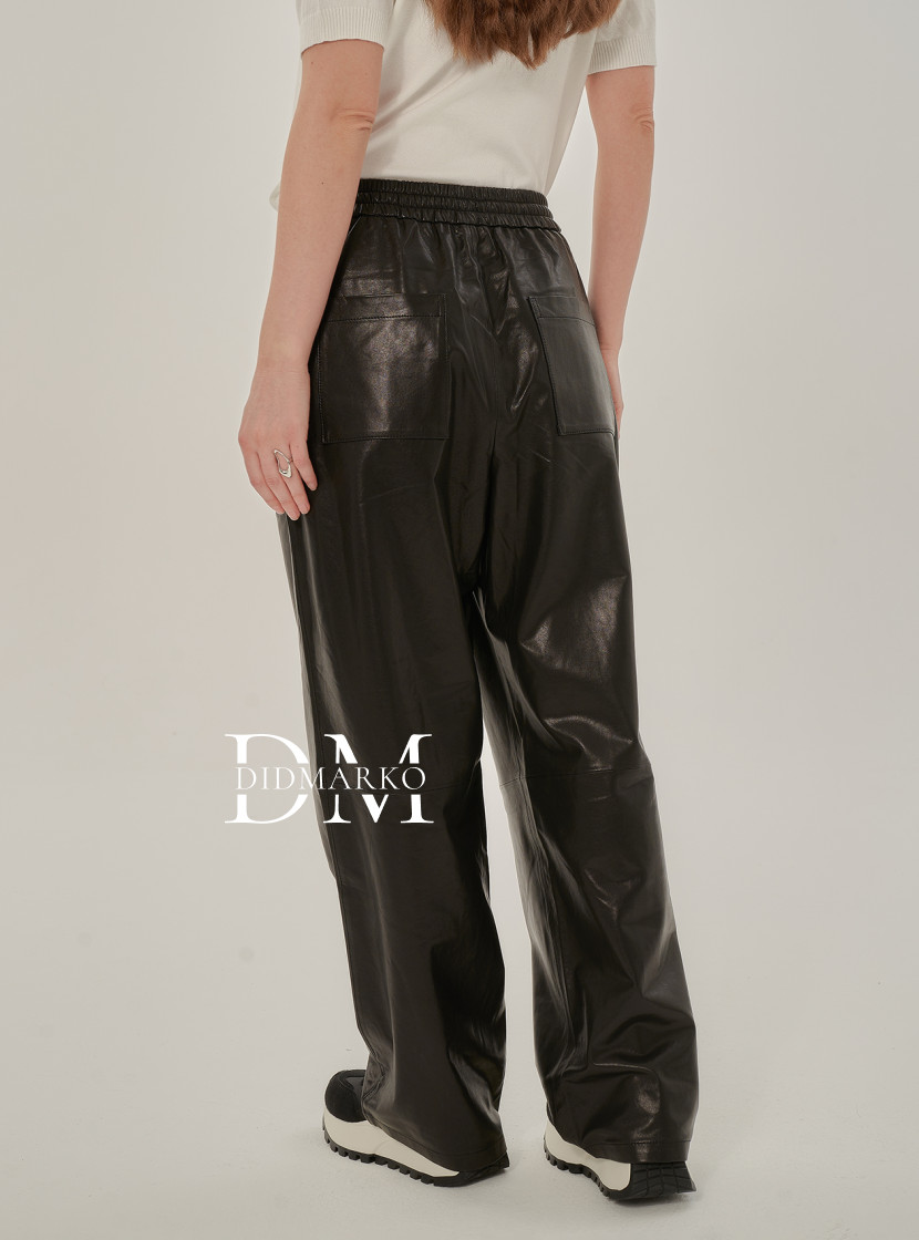 Брюки из натуральной кожи на резинке