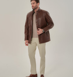 Удлиненная куртка  для мужчин из натуральной кожи