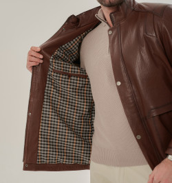 Удлиненная куртка  для мужчин из натуральной кожи