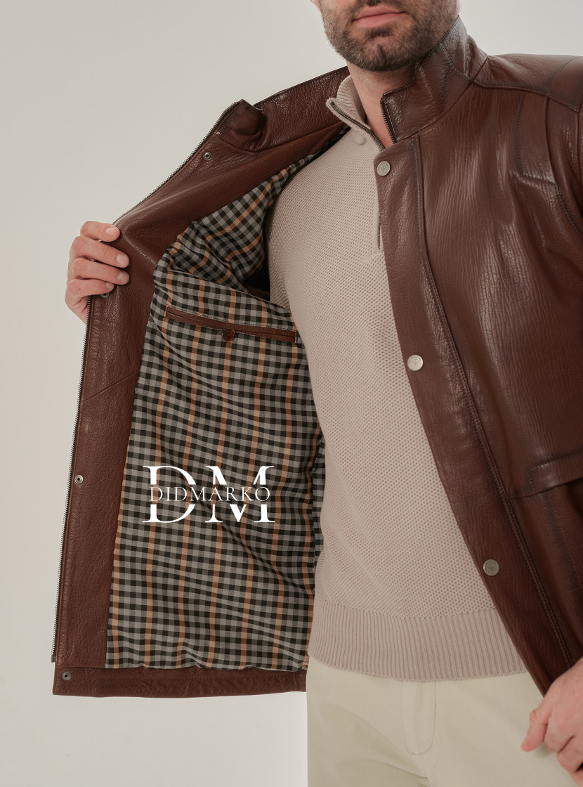 Удлиненная куртка  для мужчин из натуральной кожи