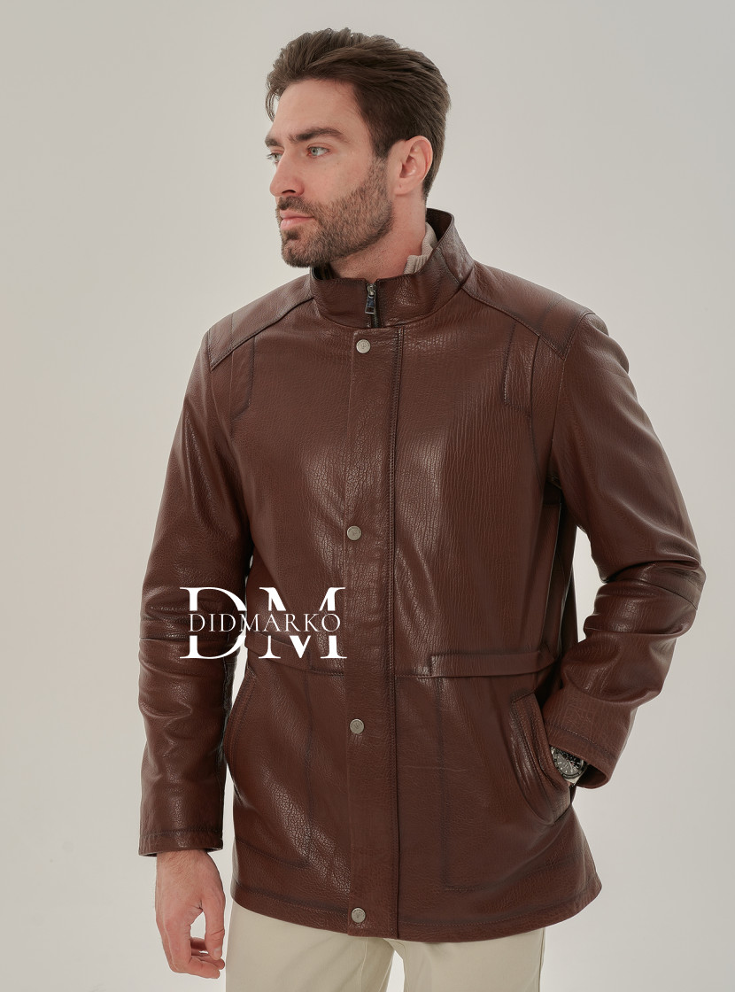 Удлиненная куртка  для мужчин из натуральной кожи