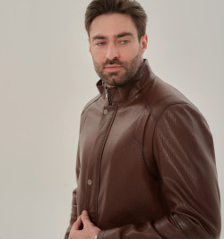 Удлиненная куртка  для мужчин из натуральной кожи