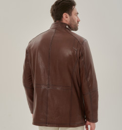 Удлиненная куртка  для мужчин из натуральной кожи