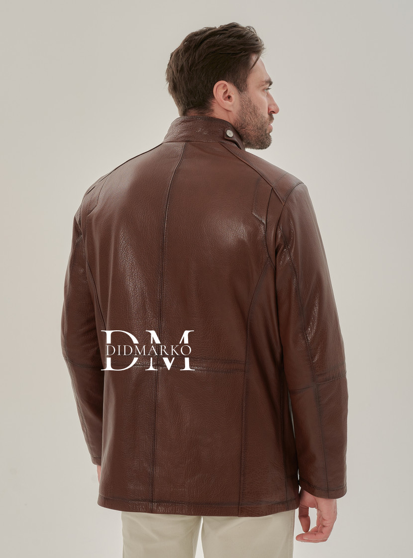 Удлиненная куртка  для мужчин из натуральной кожи