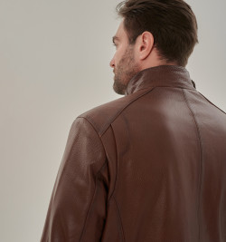 Удлиненная куртка  для мужчин из натуральной кожи