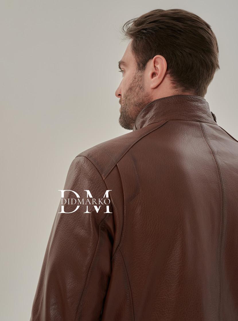 Удлиненная куртка  для мужчин из натуральной кожи