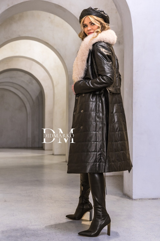 Купить Кожаное пальто с мехом в %rs_city_gde%