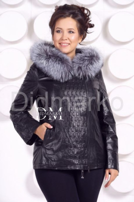 Купить Утепленная кожаная куртка со съемным мехом на капюшоне в Санкт-Петербурге