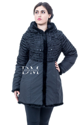 Купить Оригинальная куртка с оторочкой из вязаной норки в Москве