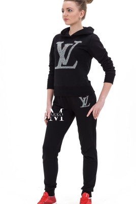 Купить Молодежный спортивный костюм черного цвета с капюшоном в Санкт-Петербурге