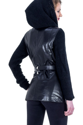 Купить Куртка из кожи, комбинированной с трикотажем в %rs_city_gde%