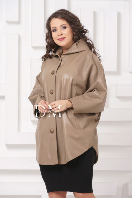 Купить Кожаная куртка больших размеров бежевого цвета в Москве
