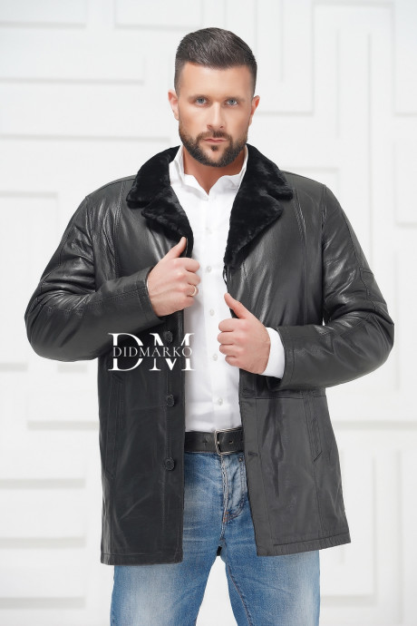 Купить Мужская кожаная куртка на меху черного цвета в Москве и Санкт-Петербурге