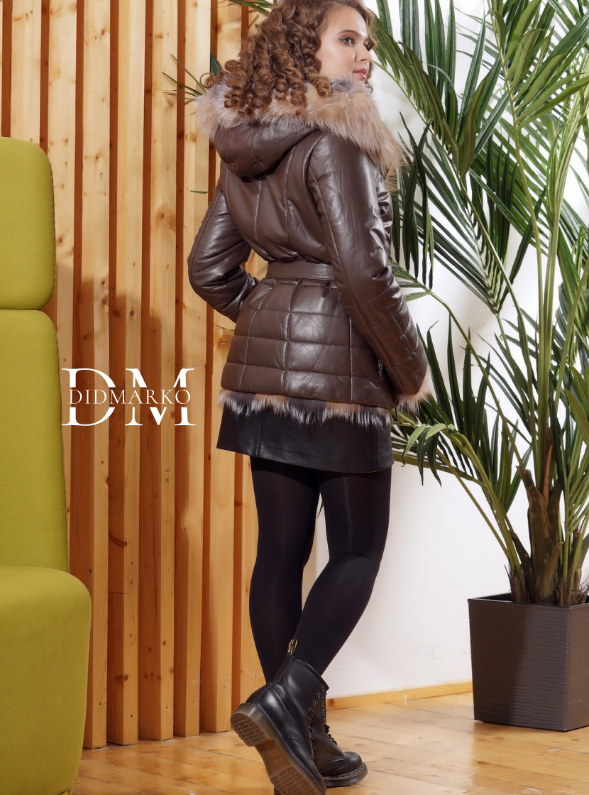 Теплая кожаная куртка DMA82079