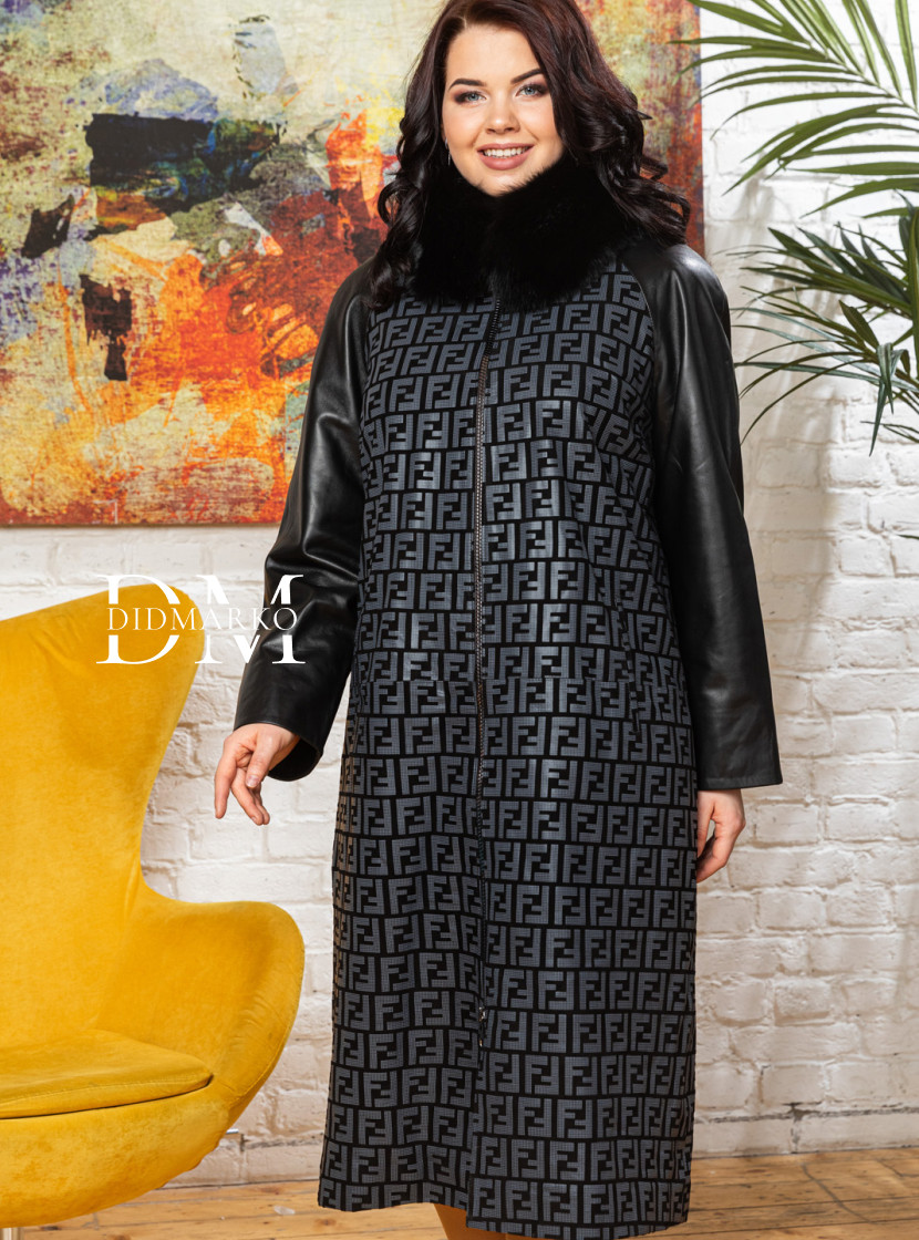 Комбинированное пальто с принтом FENDI