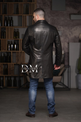Купить Классический кожаный мужской френч на пуговицах в %rs_city_gde%