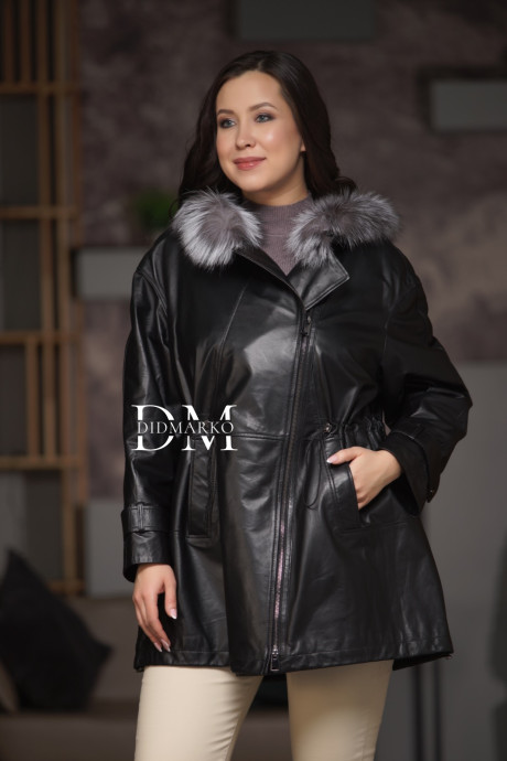 Купить Удлиненная кожаная куртка больших размеров на кулиске в Москве и Санкт-Петербурге
