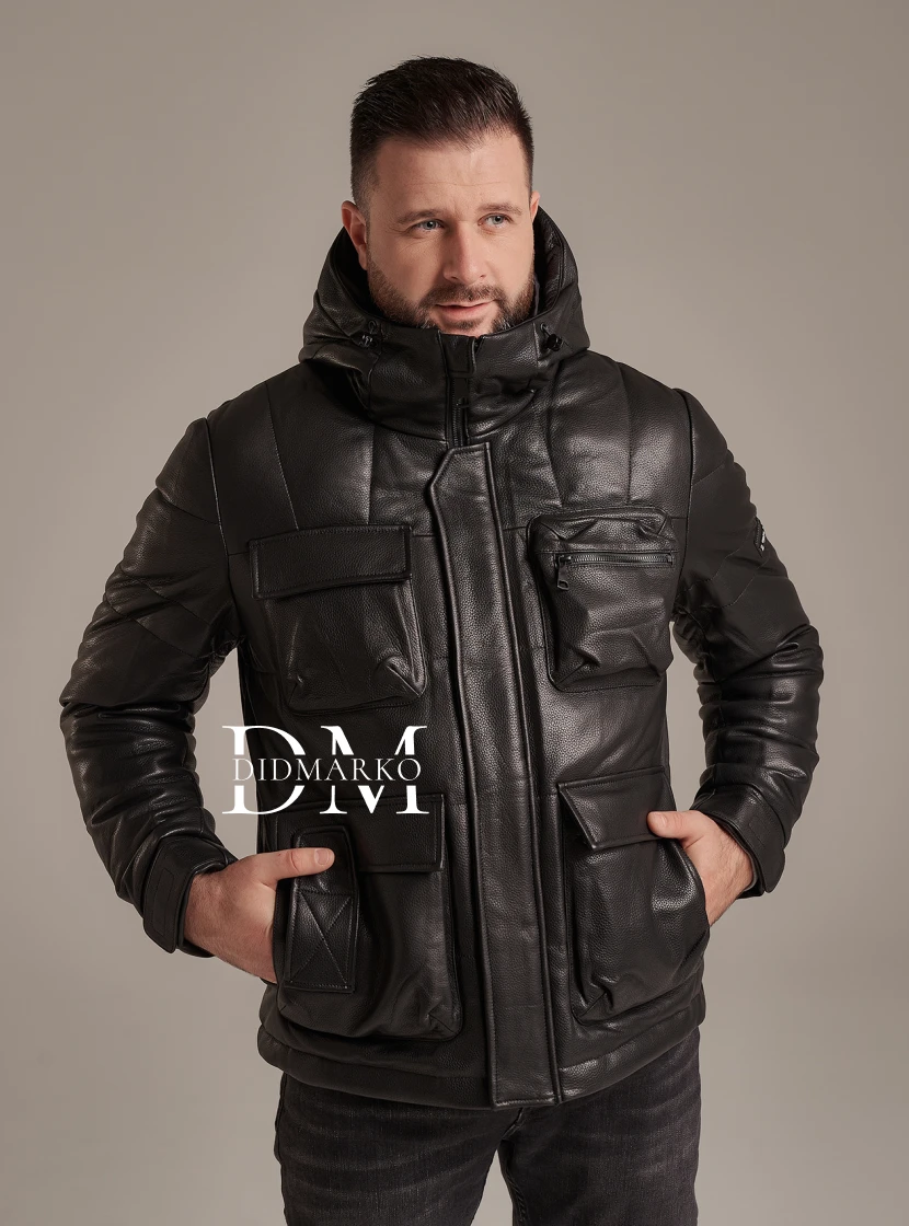 Мужской пуховик из натуральной кожи DONG MING