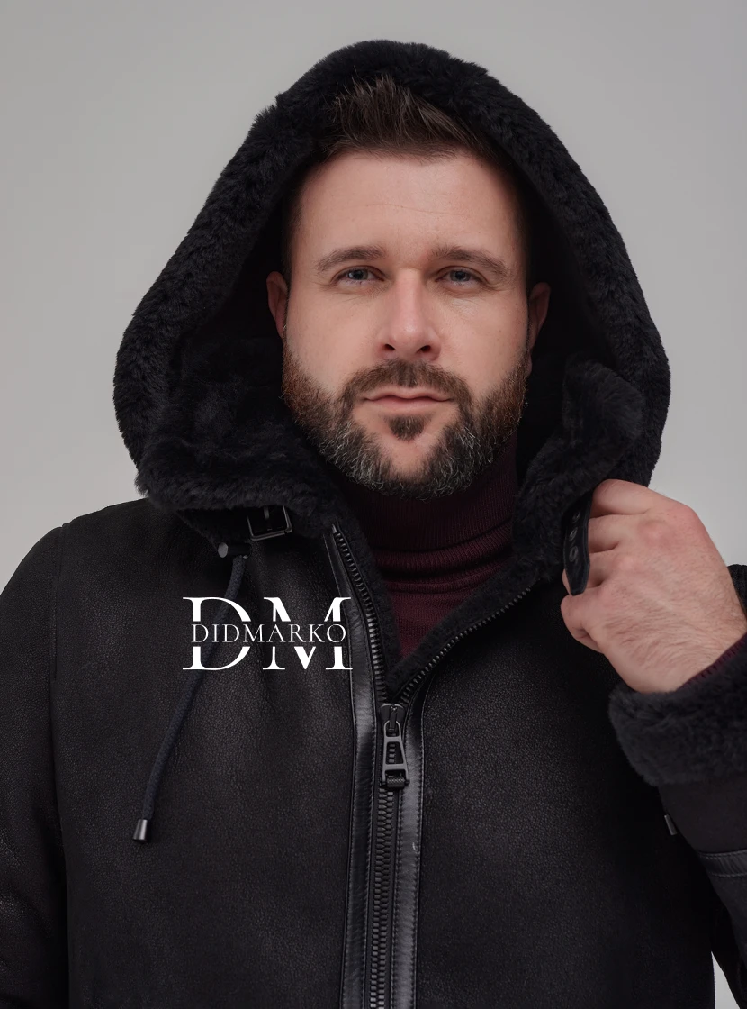 Мужская дубленка пилот на зиму