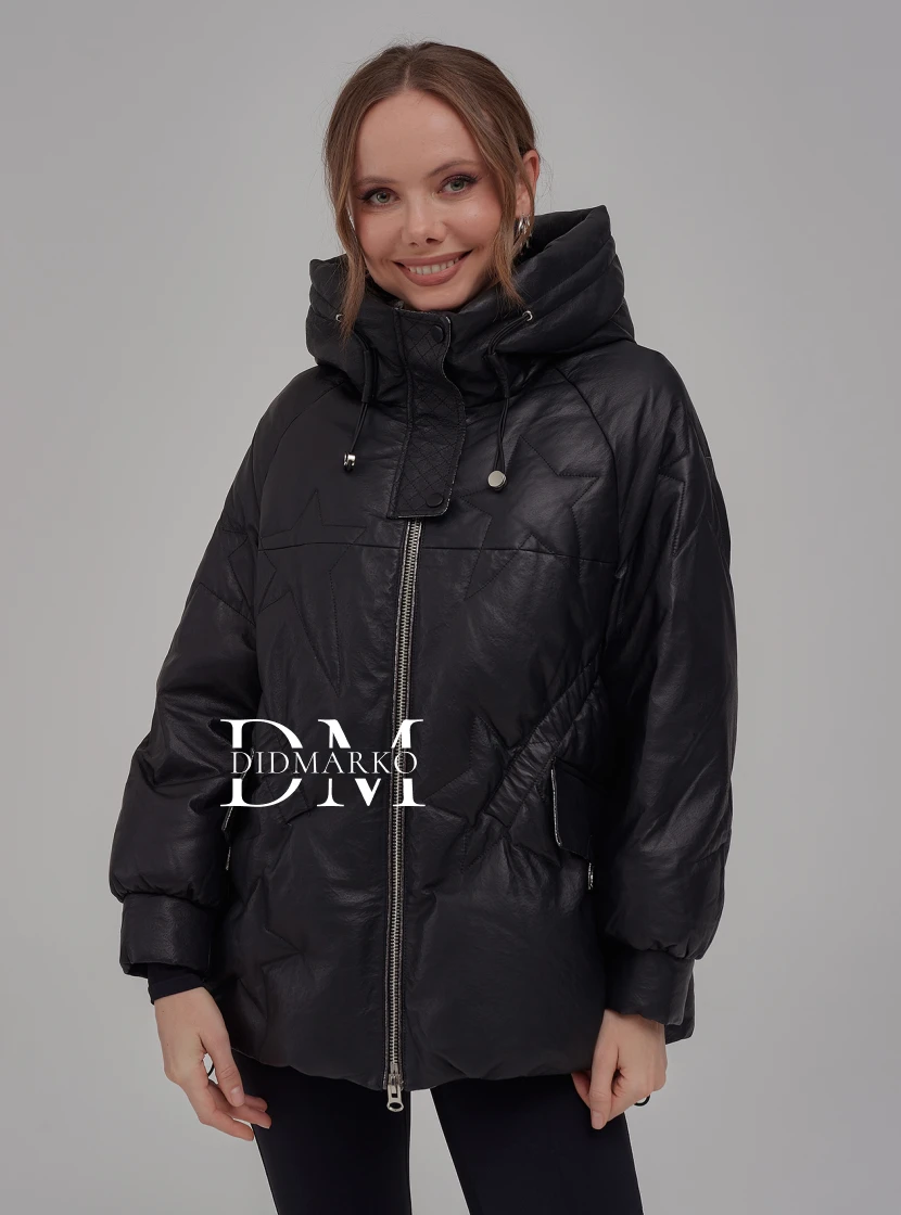 Черный пуховик женский DONG MING
