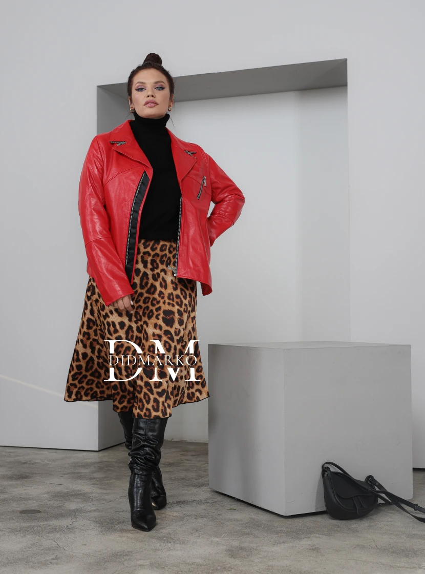 Кожаная косуха в стиле оверсайз DONG MING