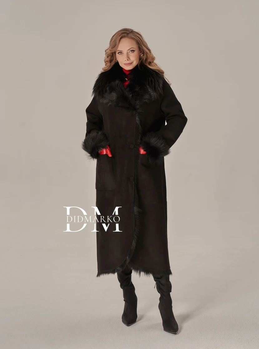 Замшевая дубленка с мехом тоскана